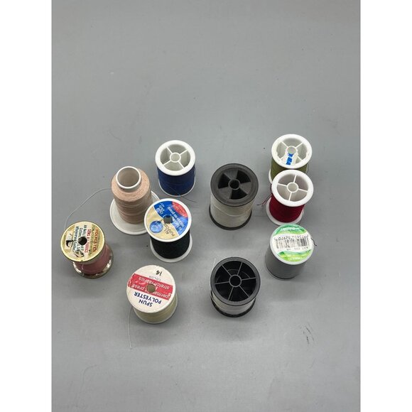 10 spools of polyester thread  varying colors red blue and sizes READ see photos - Picture 2 of 6